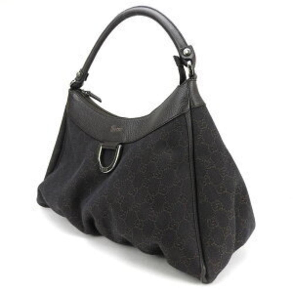 Gucci Bag Hand Shoulder Leather Canvas GG Hobo Brown